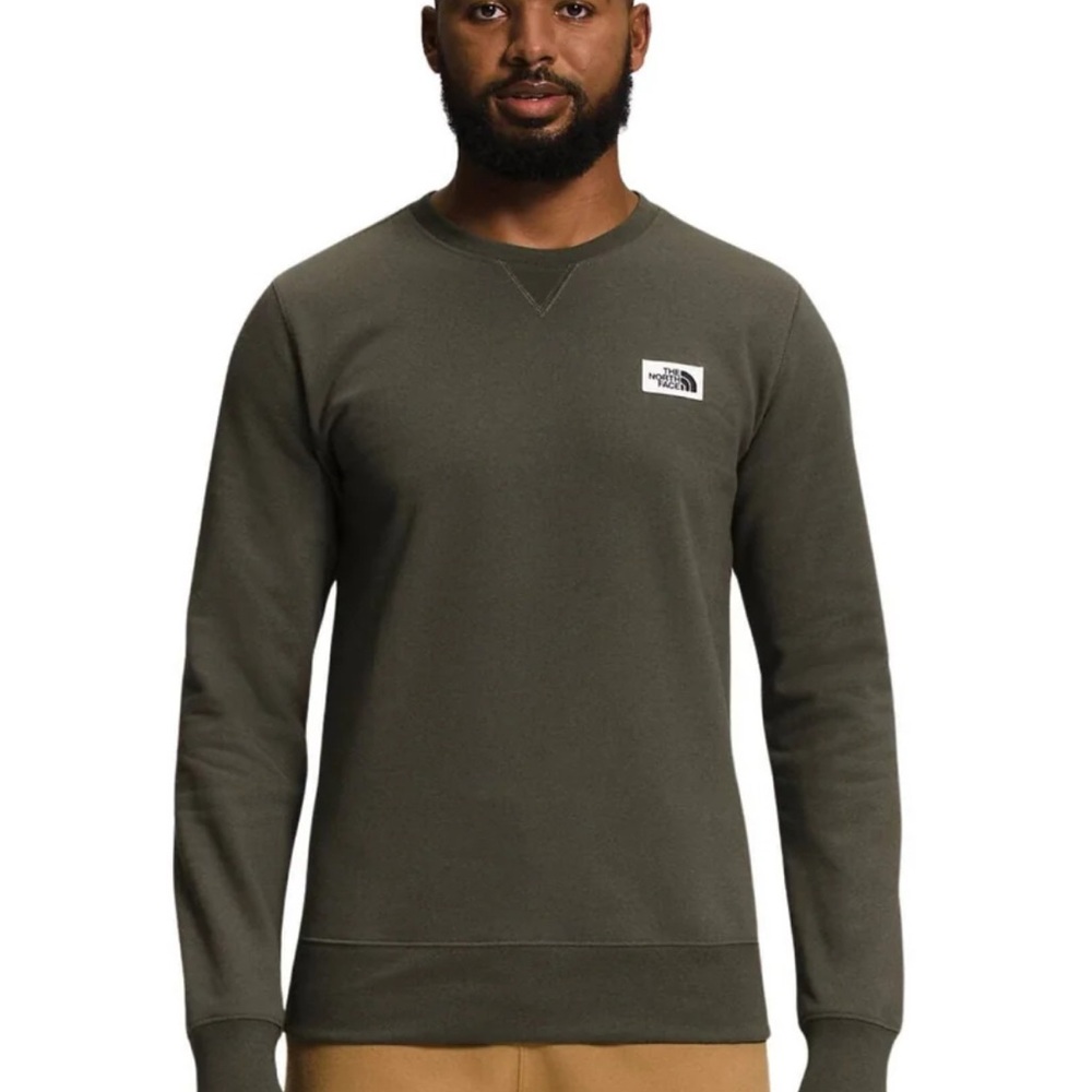 THE NORTH FACE Men's Heritage Patch Crew Taupe Green Small New With Tags